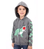 Toontoy Erkek Çocuk Baskılı Hırka (Antrasit Melanj)