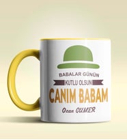 Kişiye Özel Canım Babam 3 Tasarımlı Siyah Kupa Bardak (Sarı)