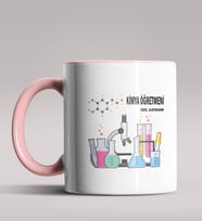 Kişiye Özel Kimya Öğretmeni Tasarımlı Siyah Renk Kupa Bardak 7 (Pembe)
