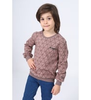 Toontoy Unisex Çocuk Nakışlı Sweatshirt (Acı Kahve)