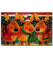 Cakapuzzle Noel Babanın Geyikleri Atkılı ve Bereli  Puzzle Yapboz MDF (Ahşap) (500 Parça)