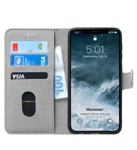 Microsonic Apple iPhone 11 (6.1'') Kılıf Fabric Book Wallet (Gri)