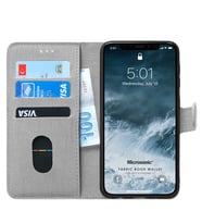 Microsonic Apple iPhone 11 (6.1'') Kılıf Fabric Book Wallet (Gri)