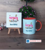 Matematik Öğretmeni Dekoratif Taş, Kupa Bardak Kırmızı Hediye (Model 12)