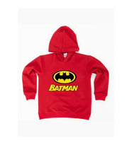 Batman Baskılı Kapüşonlu Pamuklu Kumaş Çocuk Sweatshirt (Kırmızı)