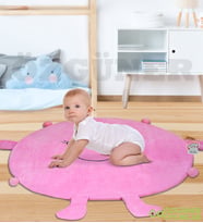 Bebek Oyun Halısı 120 cm  Ponponlu ve Ayaklı (%100 Yerli) (Pembe)