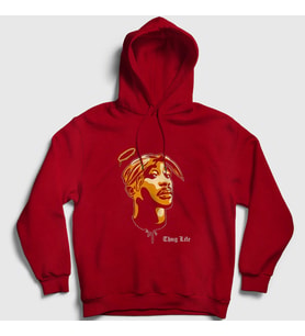 Presmono Unisex Kırmızı Angel Tupac Shakur Kapüşonlu Sweatshirt 45632tt (Kırmızı)