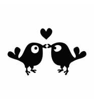 Sevimli Kuşlar Araba Sticker siyah 17x10 CM (Siyah)