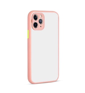 Apple iPhone 12 Pro Kılıf Zore Hux Düğme ve Kapak Zıt Renk Kılıf (Pembe)
