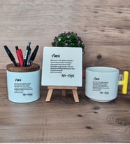 Amca Hediye Sepeti Kupa Bardak T Kulplu, Kalemlik ve Dekoratif Taş Amcaya Doğum Günü Hediyesi (Model 5)