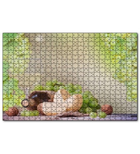 Cakapuzzle Şarap Üzüm Ceviz Peynir Görseli  Puzzle Yapboz MDF (Ahşap) (1000 Parça)