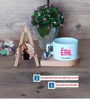 Ebe Kupa Bardak Beyaz ve Fotoğraflı Ahşap Anahtarlık Hediye (Model 8)
