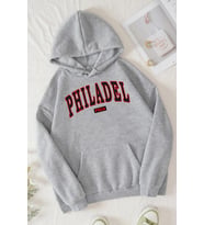 Unisex Philadelphia Baskılı Sweatshirt (Gri)