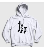 Presmono Unisex Gri Pieces Chess Satranç Kapüşonlu Sweatshirt 338011tt (Beyaz)
