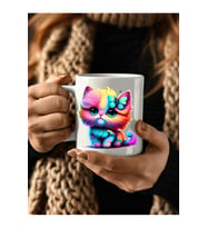 Kedi Baskılı 3D Tasarım Seramik Kupa Mug - Hediyelik Kupa Bardak (04)