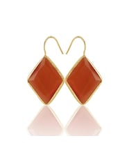 Kadir Jewellery 22 Ayar Altın Kaplama Vintage Küpe -El İşçiliği Ve Hipoalerjenik Küpe (Kırmızı)