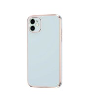 Apple iPhone 12 Kılıf Zore Bark Kenarları Altın Renk Kılıf (Lacivert)