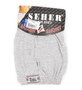 Seher 12 Adet Siyah Renk Penye Boxer (Gri)