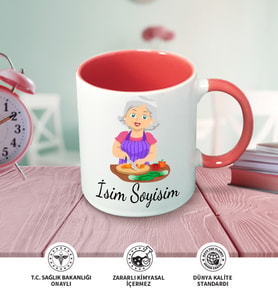 Anne Temalı Kişiye Özel İsim ve Fotoğraf Baskılı Kupa Bardak No:005 (Pembe)