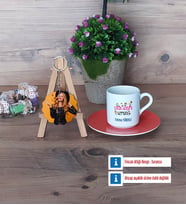 Çocuk Gelişimi Uzmanı Türk Kahvesi Fincanı Ahşap Altlıklı ve Fotoğraflı Ahşap Anahtarlık Hediye (Model 8)
