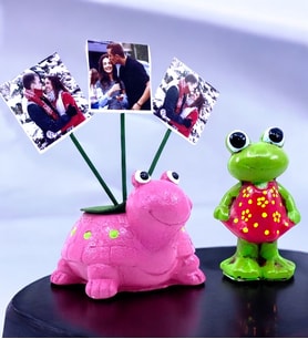 Kişiye Özel Sevimli Kaplumbağa ve Kurbağa Seti / 3 Fotoğraflı (Farklı Renkler) (Pembe)