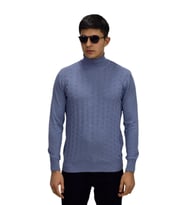 Erkek Spor Balıkçı Yaka Kazak R22507 BGL-ST03177 (Mavi)