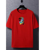 Unisex Crazy Banana Baskılı T-shirt (Kırmızı)
