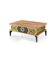 SEFA HOME PREMİUM DEKORLU SİHİRLİ SEHPA BEYAZ-GOLD DETAY (C. Kahverengi)