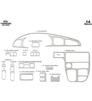 Meriç® Kia Carnival Ön Torpido Kaplama Maun 14 Parça 1999-2006 (Alüminyum)
