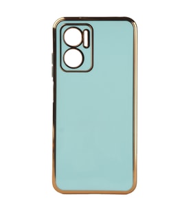 Xiaomi Redmi Note 11E Kılıf Zore Bark Kenarları Altın Renk Kılıf (Açık Mavi)