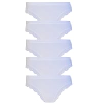 5li Kadın Pamuklu Paça Dantelli  Bikini Külot İç Çamaşırı Işık (Beyaz)