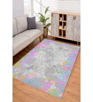 Dijital Kaymaz Taban Yıkanabilir Renkli Salon Halısı Mutfak Halısı Yolluk ND-SD-229 (Pembe)
