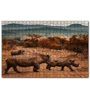 Cakapuzzle Muhteşem Boynuzlu Gergedan ve Yavrusu  Puzzle Yapboz MDF (Ahşap) (255 Parça)
