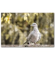Cakapuzzle Kütük Üzerinde Gri Kumru Flu Arkaplan Puzzle Yapboz MDF (Ahşap) (255 Parça)