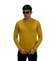 Erkek Spor Düz Sıfır Yaka Kazak R22920 BGL-ST03182 (Hardal)