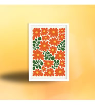 Tekli Ahşap Lamine Çerçeveli Mdf Tablo Kırmızı Çiçekler (Beyaz)