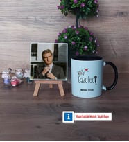 Gazeteci Fotoğraflı Dekoratif Taş, Kupa Bardak Beyaz Hediye (Model 11)