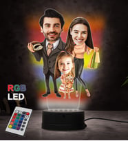 Doğum Günü Hediyesi,Sevgiliye Hediye, Kişiye Özel Fotoğraflı Aile  Karikatür 3D Led Lamba (RGB)