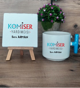 Komiser Yardımcısı Hediye Seti Kupa Bardak T Kulplu ve Dekoratif Taş 10 Nisan Polisler Günü (Model 3)