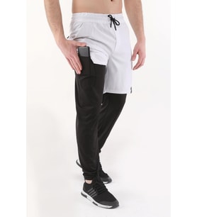 Ghassy Co. Erkek Running Compression Hızlı Kuruma Micropoly Halısaha Antrenman Gym Fitness Koşu Uzun Taytlı Şort  (Beyaz)