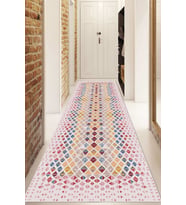 Dijital Baskılı Kaymaz Taban Yıkanabilir Modern Yolluk Ve Koridor Halısı NDU-HY-891 (Pembe)