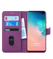 Microsonic Samsung Galaxy S10 Plus Kılıf Fabric Book Wallet (Mor)