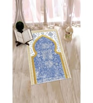 EVDEYA Dijital Baskılı Yıkanabilir Motifli Hediyelik Namazlık Seccade 70x130cm, SECCADE-26-GRİ, (Mavi)