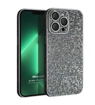 Microsonic Apple iPhone 13 Pro Kılıf Bling Rhinestones Siyah (Koyu Gri)