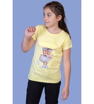 Toontoy Kız Çocuk Baskılı Tişört (Sarı)
