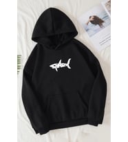 Unisex Shark Baskılı Oversize Sweatshirt (A.Siyah)