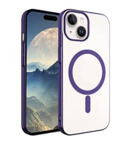 iPhone 15 Kılıf Wireless Şarj Özellikli Pixel Magsafe Kılıf (Koyu Mor)