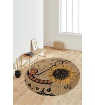 Dijital Baskılı Kaymaz Taban Yıkanabilir Yuvarlak Salon Halısı Koridor Halısı Paspas NDY-SD-322 (Kahverengi)