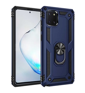 Samsung Galaxy A81 Uyumlu Kılıf Standlı Manyetik Yüzüklü Military Magnetic Ring Polycarbonate and TPU Case (Lacivert)