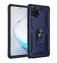 Samsung Galaxy A81 Uyumlu Kılıf Standlı Manyetik Yüzüklü Military Magnetic Ring Polycarbonate and TPU Case (Lacivert)